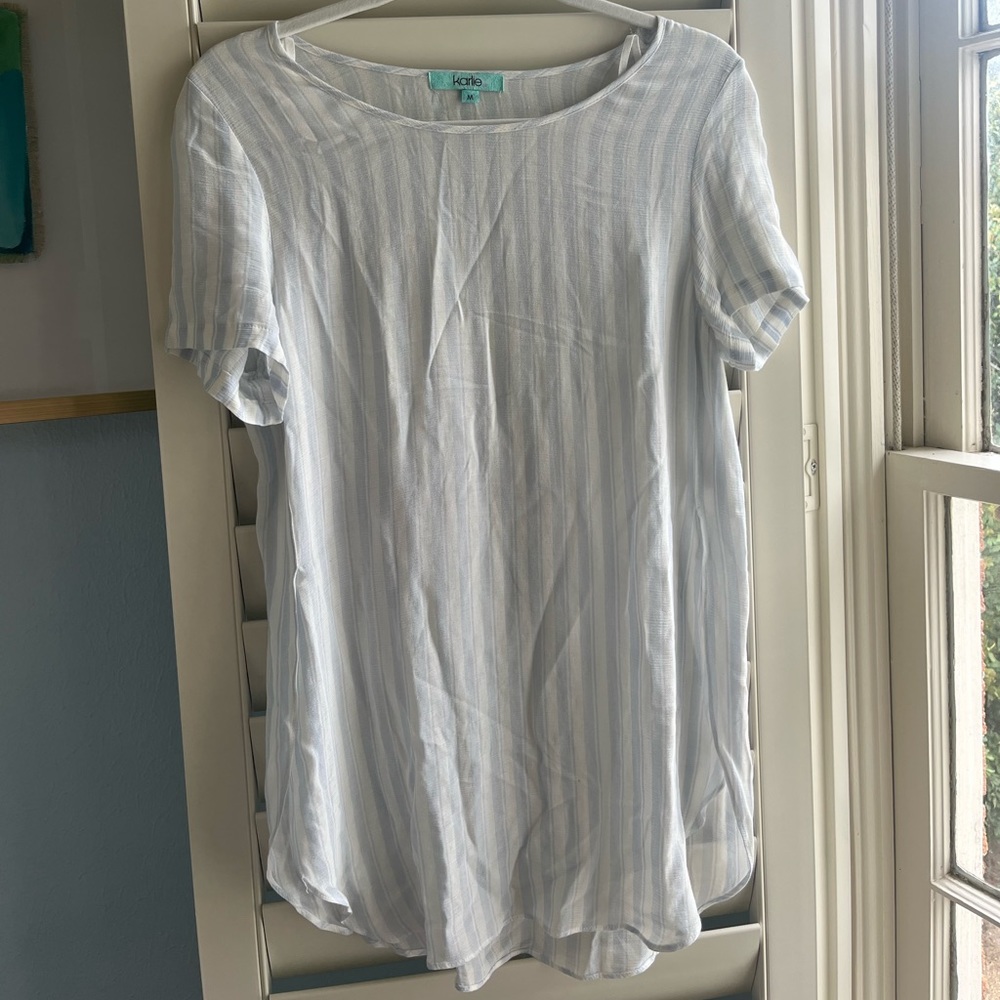 Light Blue and White Striped Top